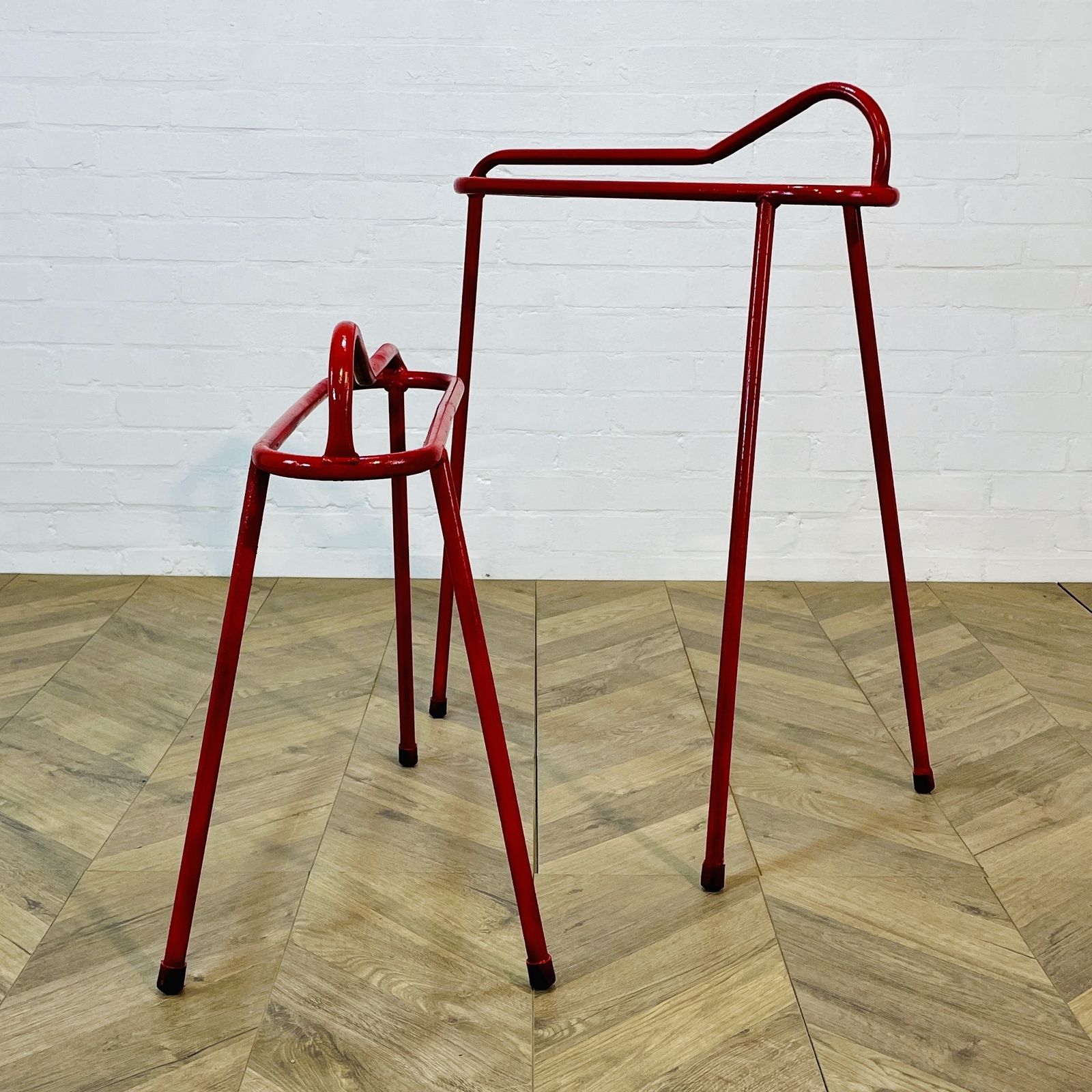 Vintage Red Metal Saddle Stands, Set Of 2, 1980s photo furniture