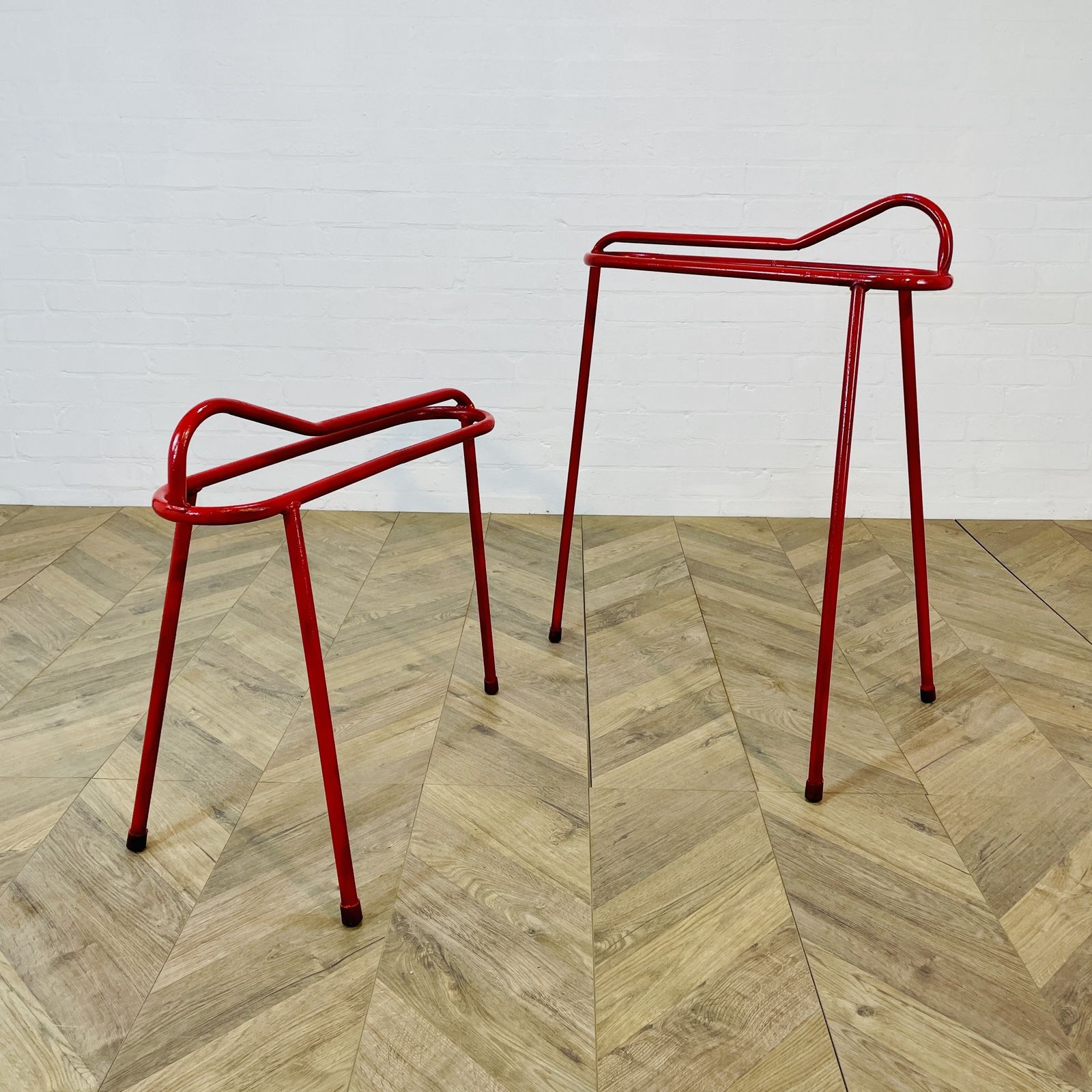 Vintage Red Metal Saddle Stands, Set Of 2, 1980s photo for sale