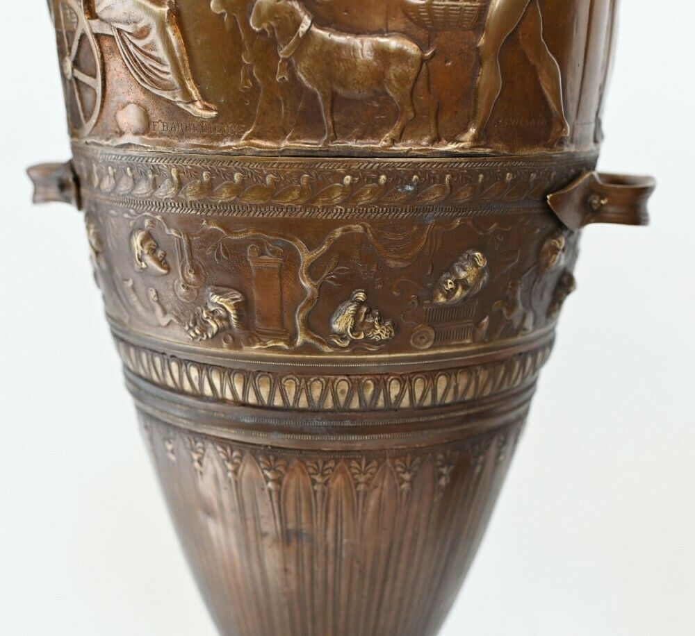 Pair French Bronze Amphora Urns After Barbedienne Classical Antiquity photo Home Decor