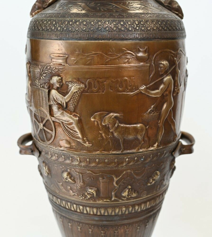 photo furniture Pair French Bronze Amphora Urns After Barbedienne Classical Antiquity