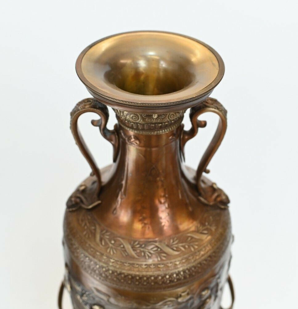 photo vintage Pair French Bronze Amphora Urns After Barbedienne Classical Antiquity