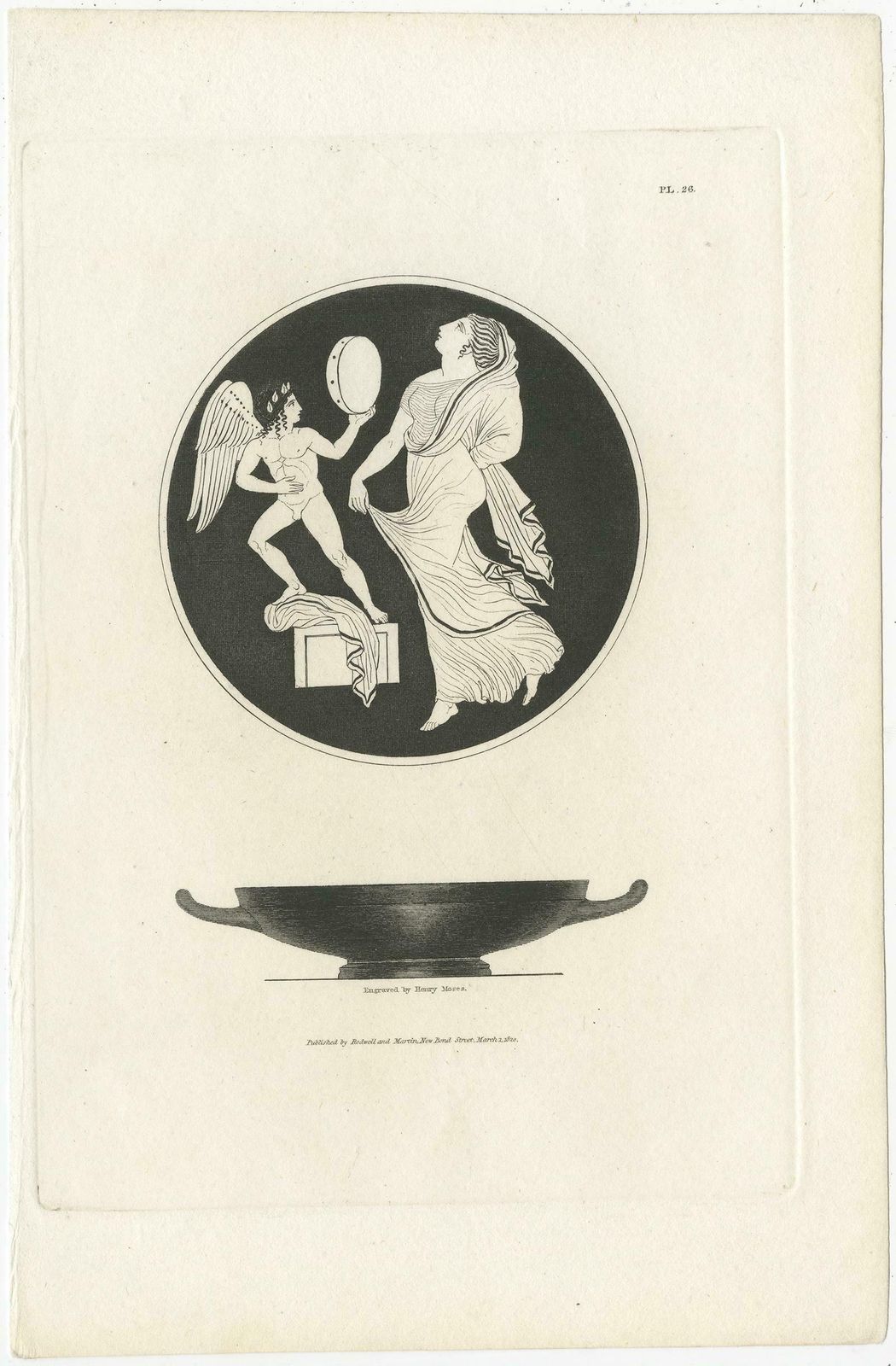 Set Of 2 Antique Prints Depicting The Design Of Vases/Plates By Moses, 1820 photo furniture