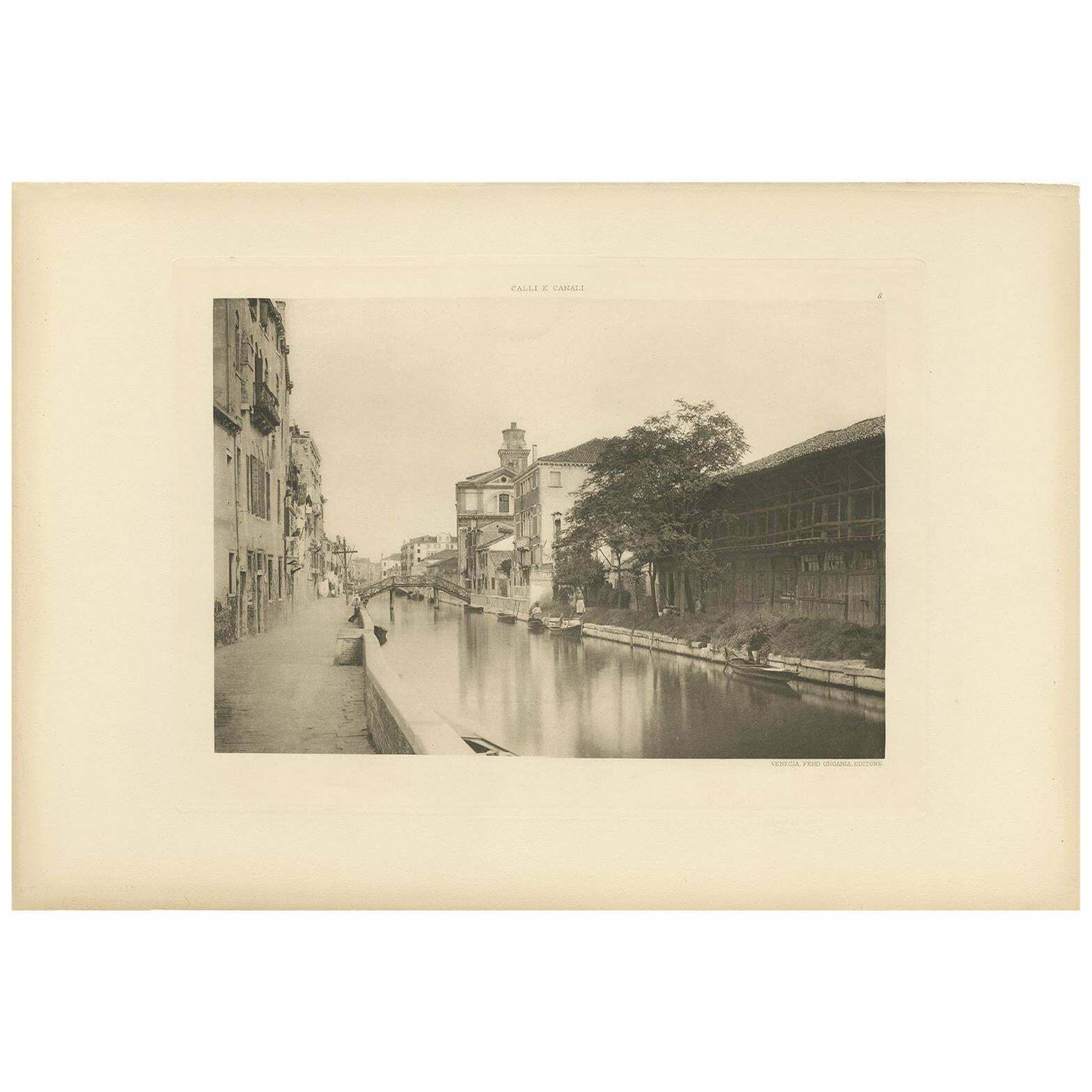 Pl. 8 Antique Print Of S. Jerome's Canal In Venice, 'Circa 1890'