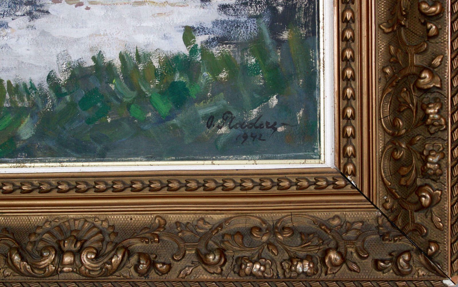Oto Plader Landscape. 1942, Cardboard, Oil, 50x69.5 Cm photo for sale