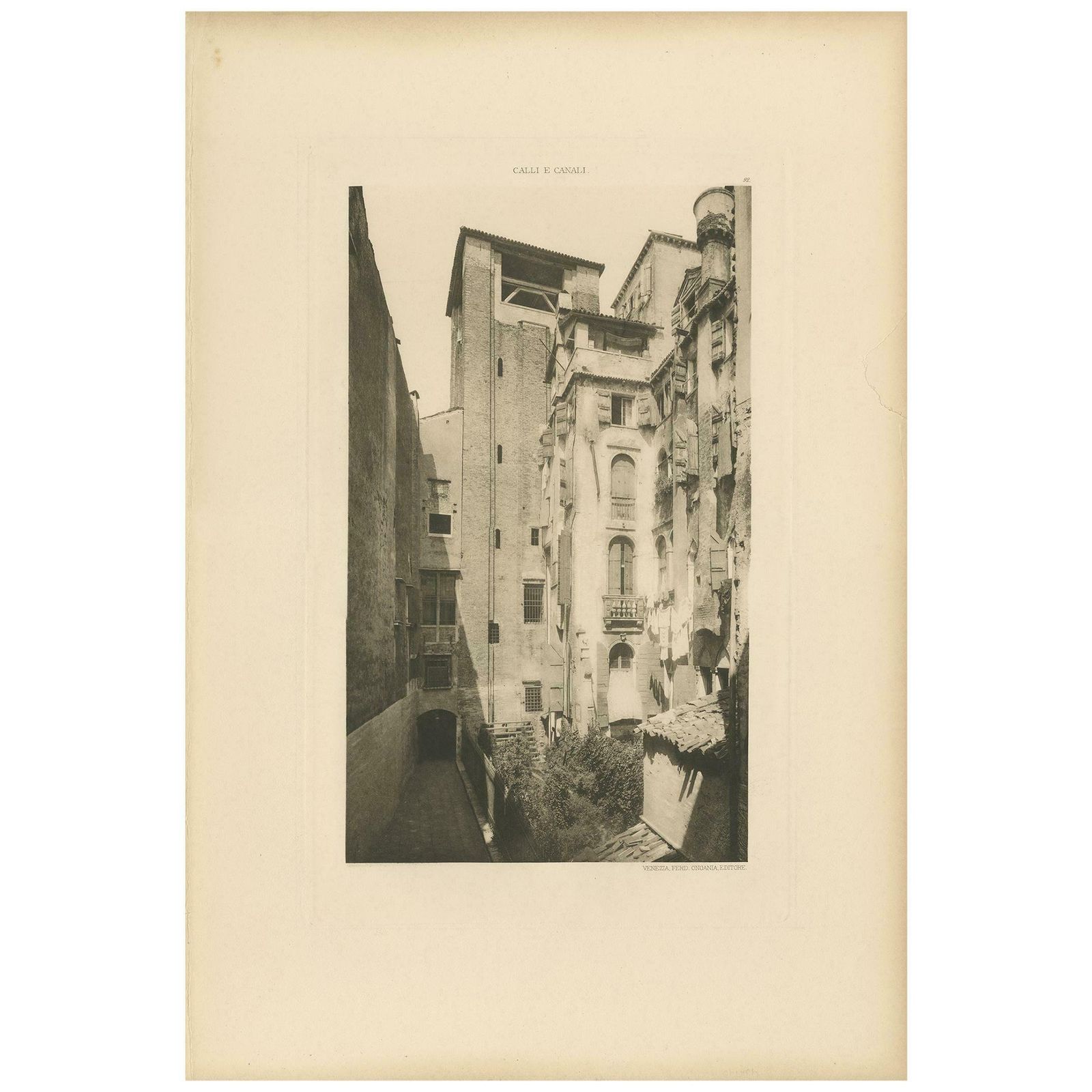 Antique Print Of The Bell Tower Of San Salvador In Venice, Italy, 'Circa 1890'