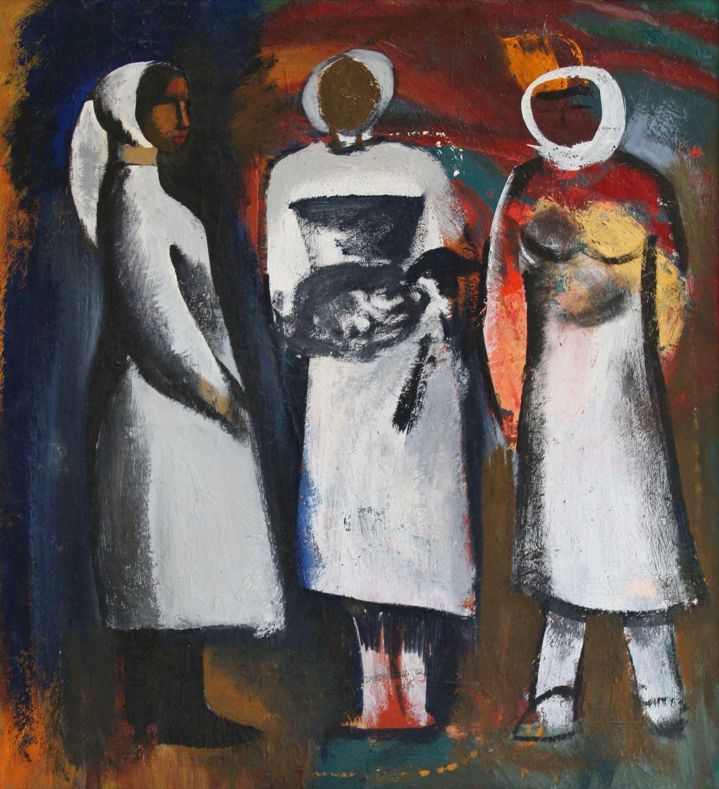 Aleksandr Rodin Birth Of The Lamb. Cardboard, Oil, 65x60 Cm