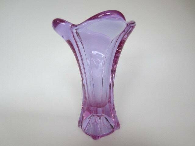 Murano/Czech Colour Changing Pink Alexandrite Sommerso Art Glass Bud Vase 1970's photo furniture