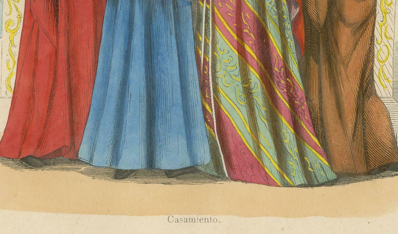 Medieval Matrimony: A Union In The Gothic Halls, Hand Colored In 1847 photo furniture