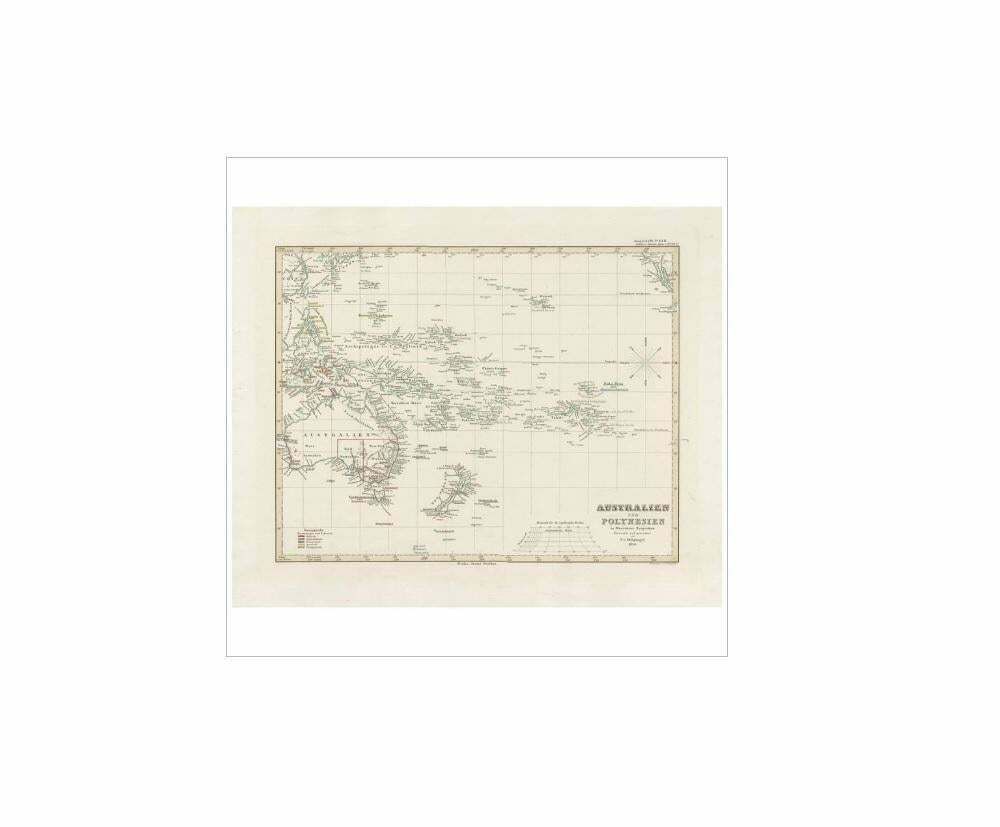 Antique Map Of Australia, New Zealand And Oceania By F. Von Stülpnagel, 1850 photo for sale