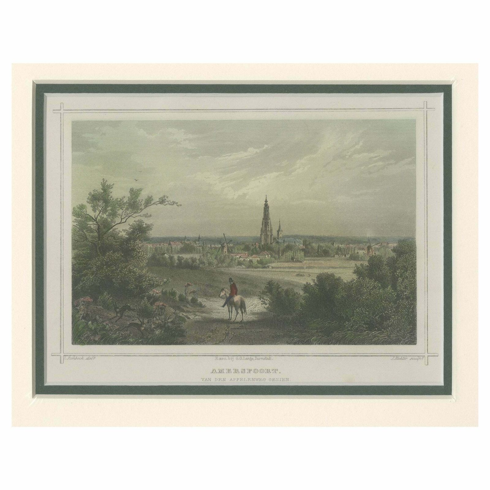 Nicely Hand Colored View Of The City Of Amersfoort, The Netherlands, 1858