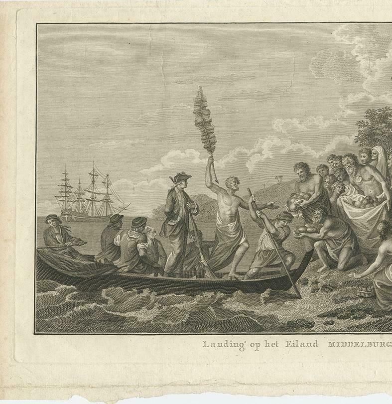 Antique Print Of The Landing At Middelburg Island By Cook, 1803 photo for sale