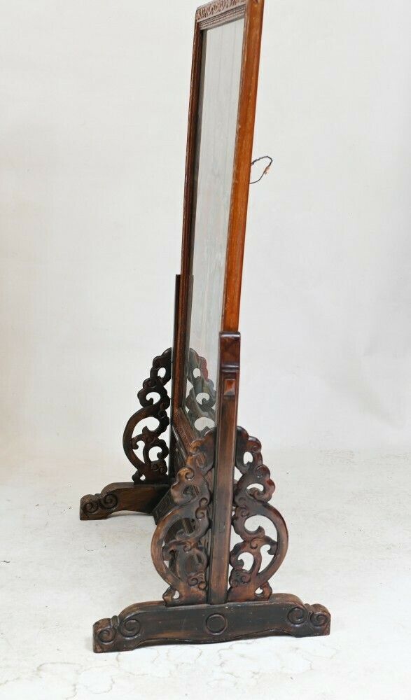 Pair Chinese Silk Woven Hardwood Screens Antique 1840 Qianlong Emperor photo buy