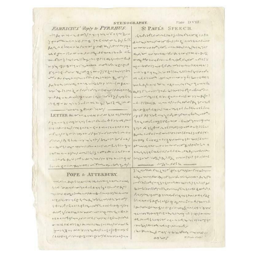 Rare Old Print Of Stenography, Fabicius' Reply To Pyrrhus And St. Paul, C.1810 photo furniture