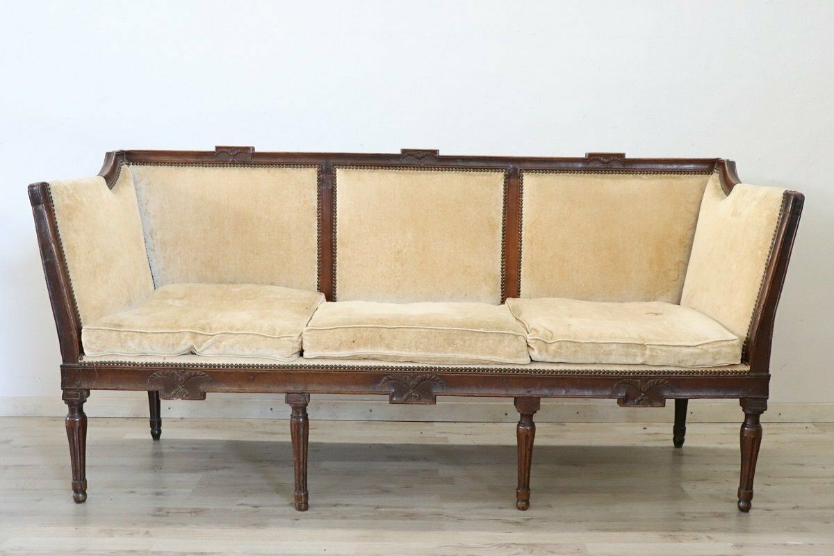 18th Century Walnut Sofa With Velvet Upholstery photo for sale