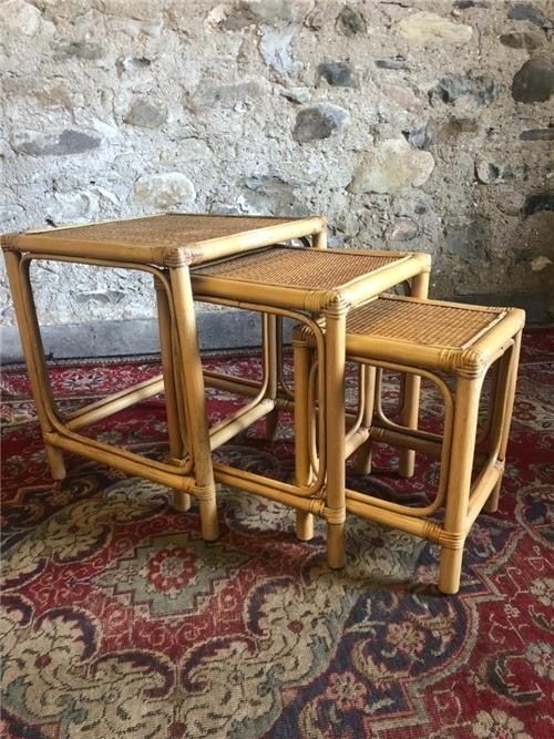 Beautiful Vintage Bamboo Nest Of Tables photo vinterior