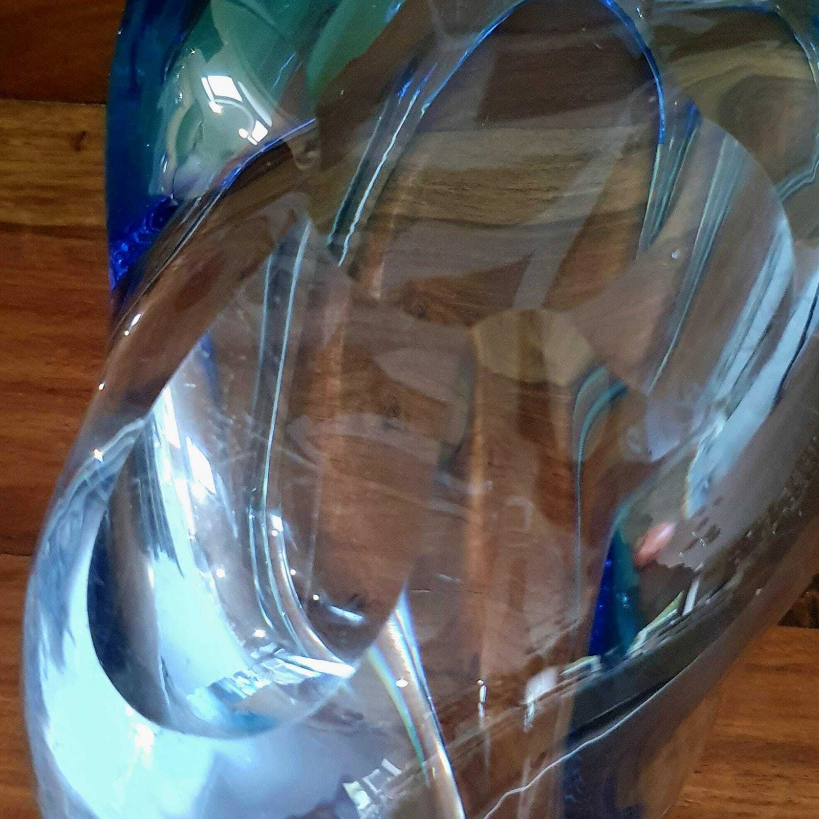 photo for sale A Large 11 Inch Vintage Whitefriars James Hogan Sapphire Glass Pillow Bowl, Pattern 9250, C.1950s