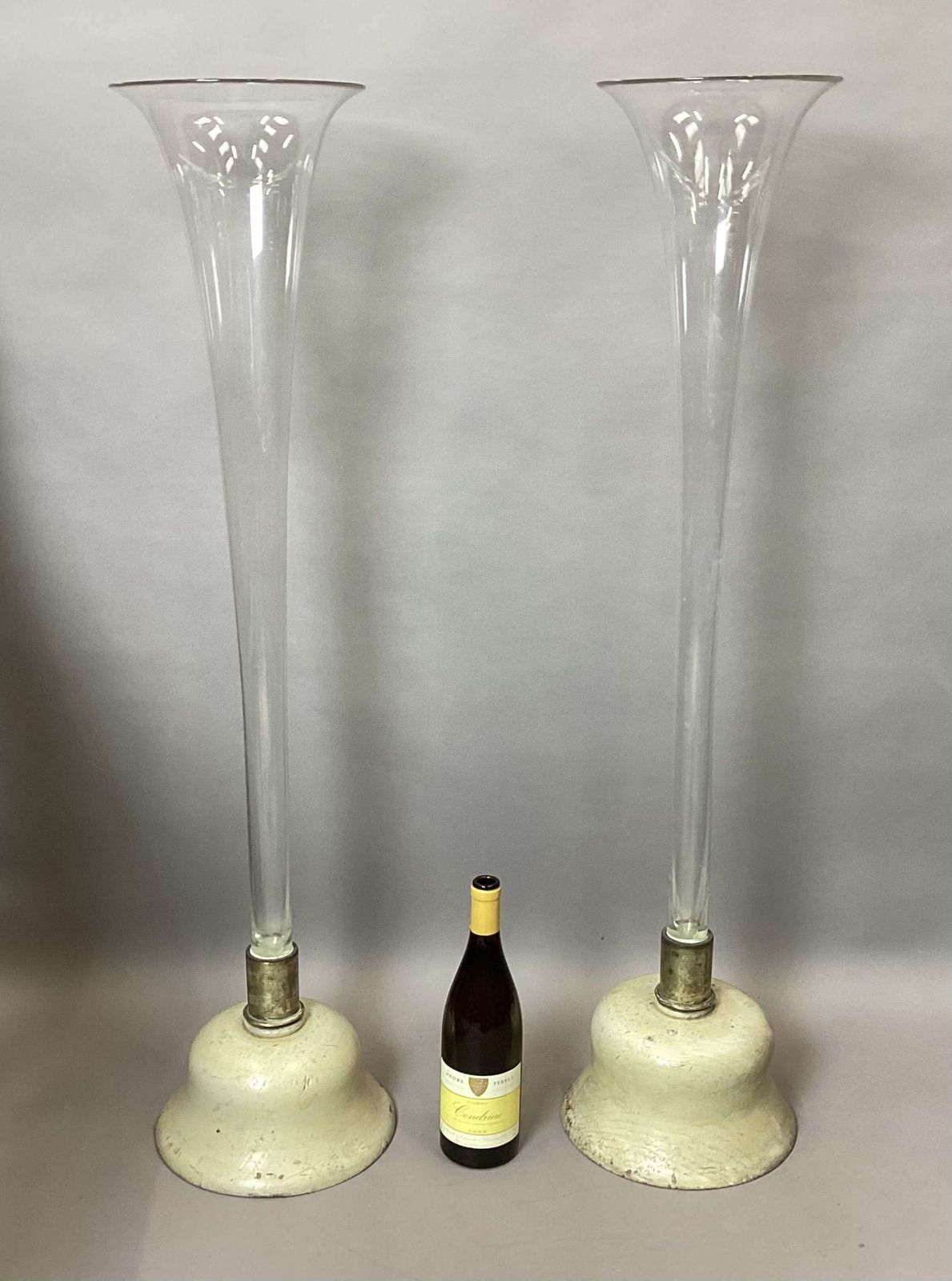 An Impressive C19th Pair Of Very Large Trumpet Vases