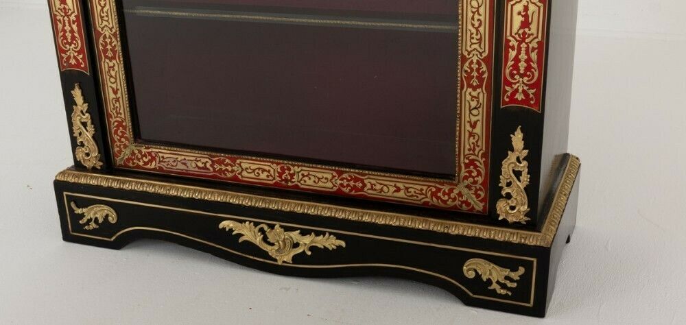 Furniture Pair Boulle Pier Cabinet Ebonised Inlay Antique 1850 photo