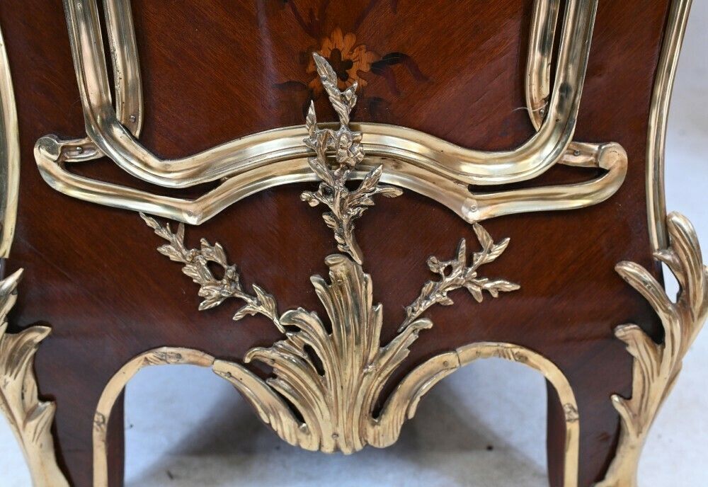photo furniture Pair French Pedestal Stands Ormolu Inlay After Linke