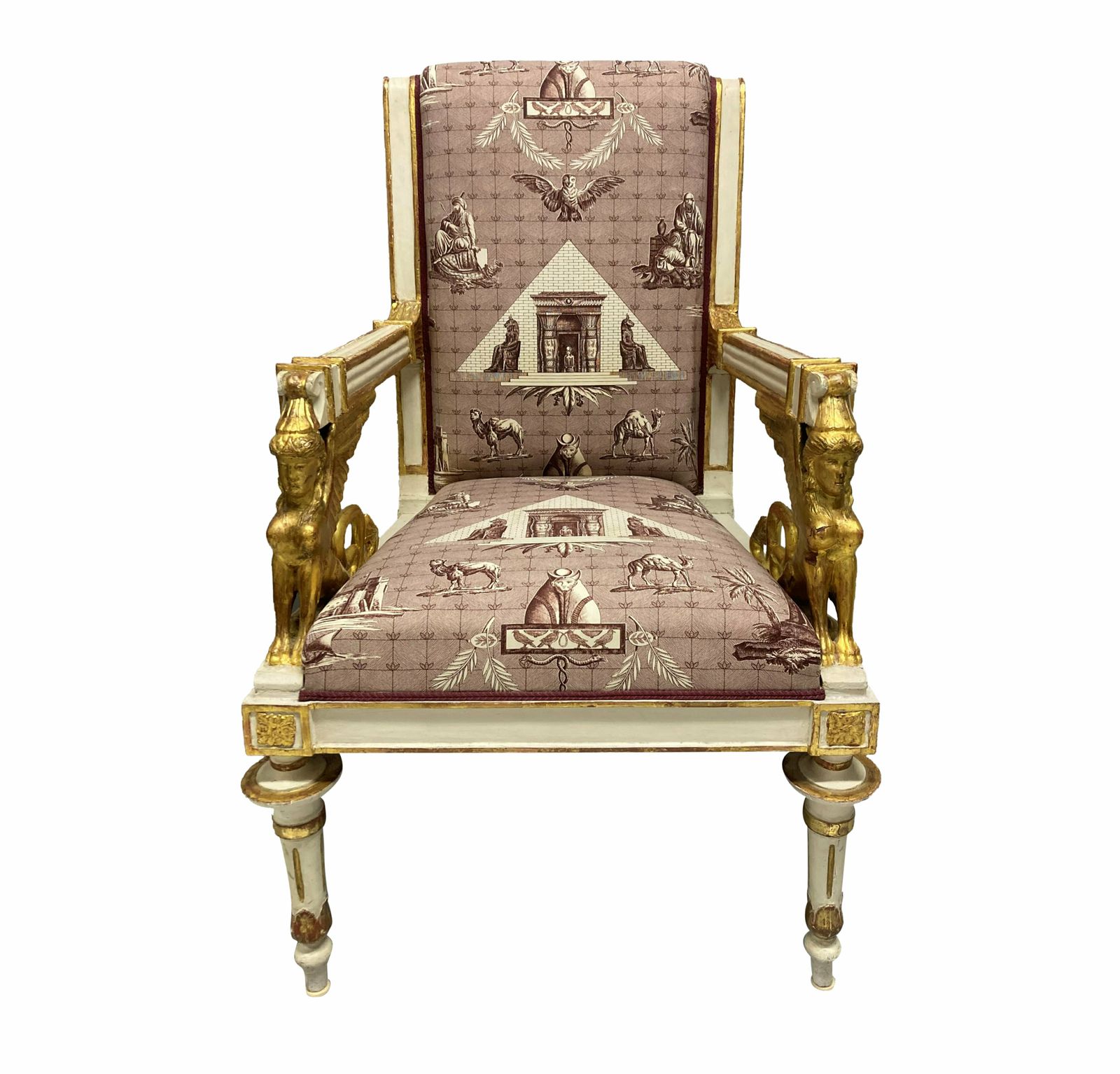 A Painted & Gilded French Empire Armchair