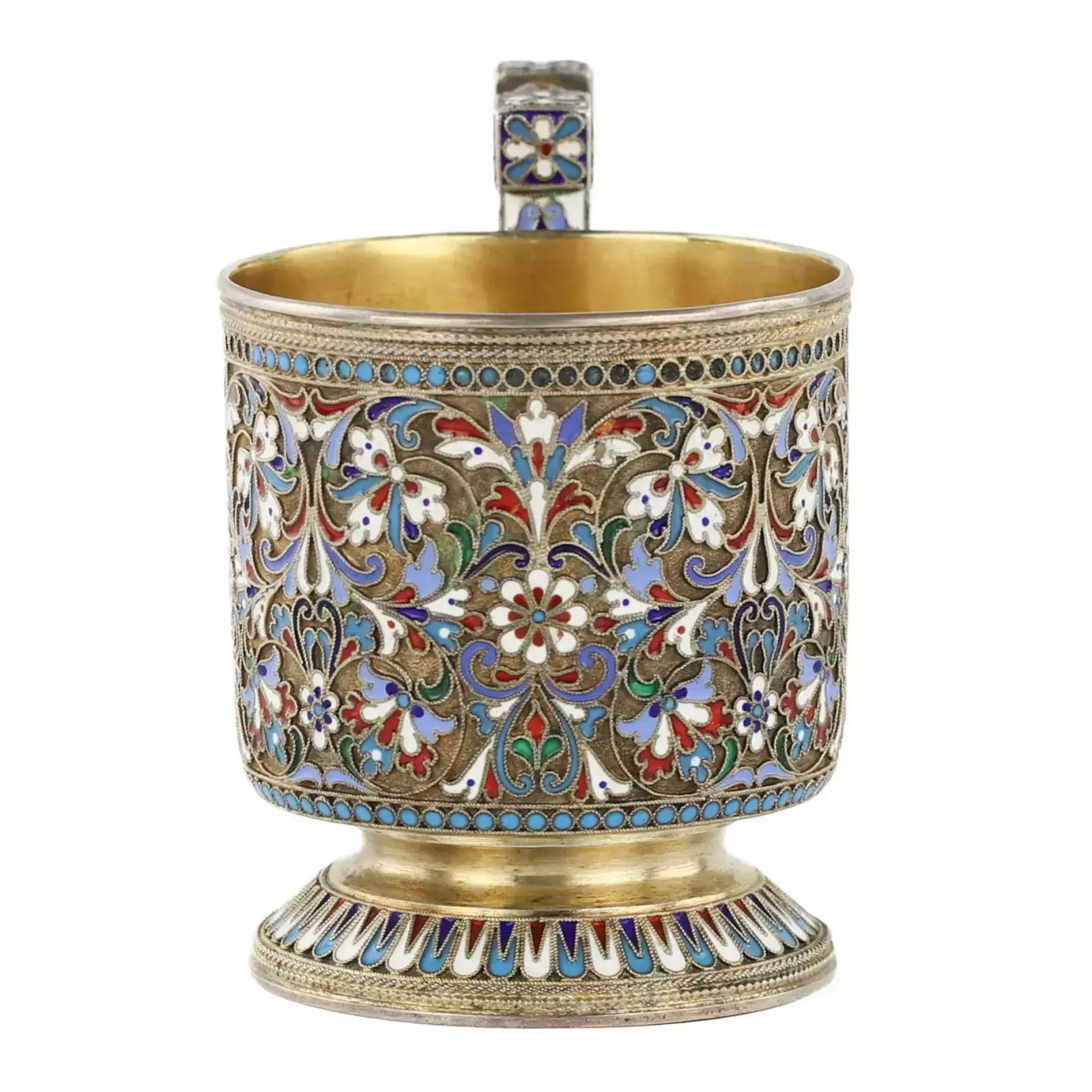 N.V. Alekseev. Silver Glass Holder In Cloisonné Enamels. Moscow. The Turn Of The 19th And 20th Centuries. photo furniture