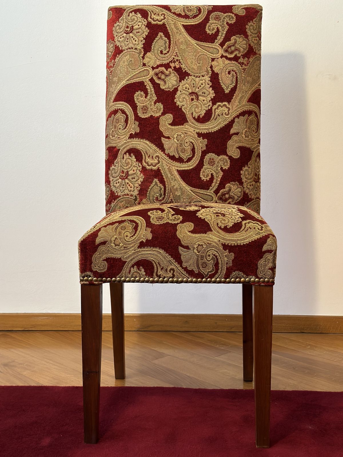 Dining Chairs In Cedar Wood And Fabric   Set Of 8 photo Furniture