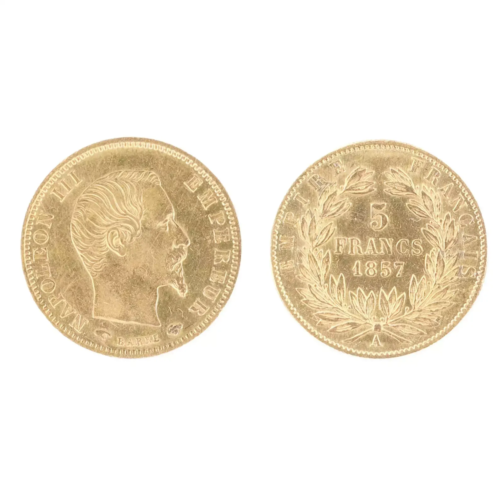 Gold Coin 5 Francs. France. 1857