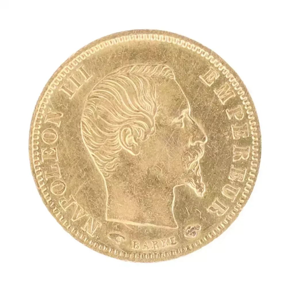 Gold Coin 5 Francs. France. 1857 photo furniture