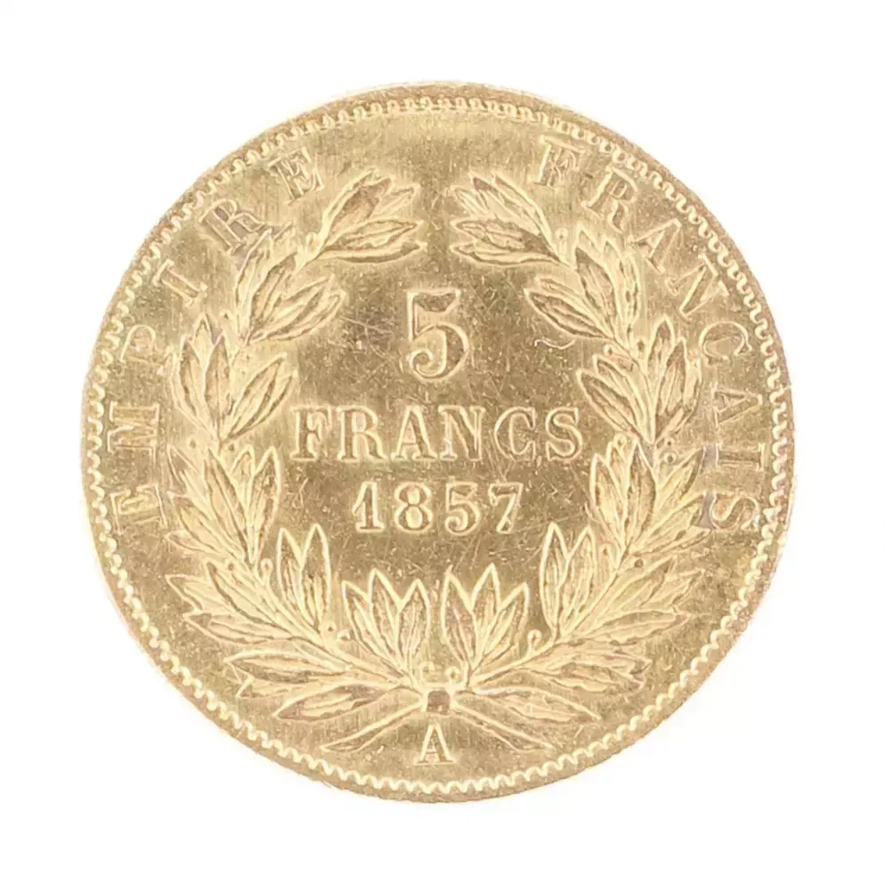 Gold Coin 5 Francs. France. 1857 photo for sale