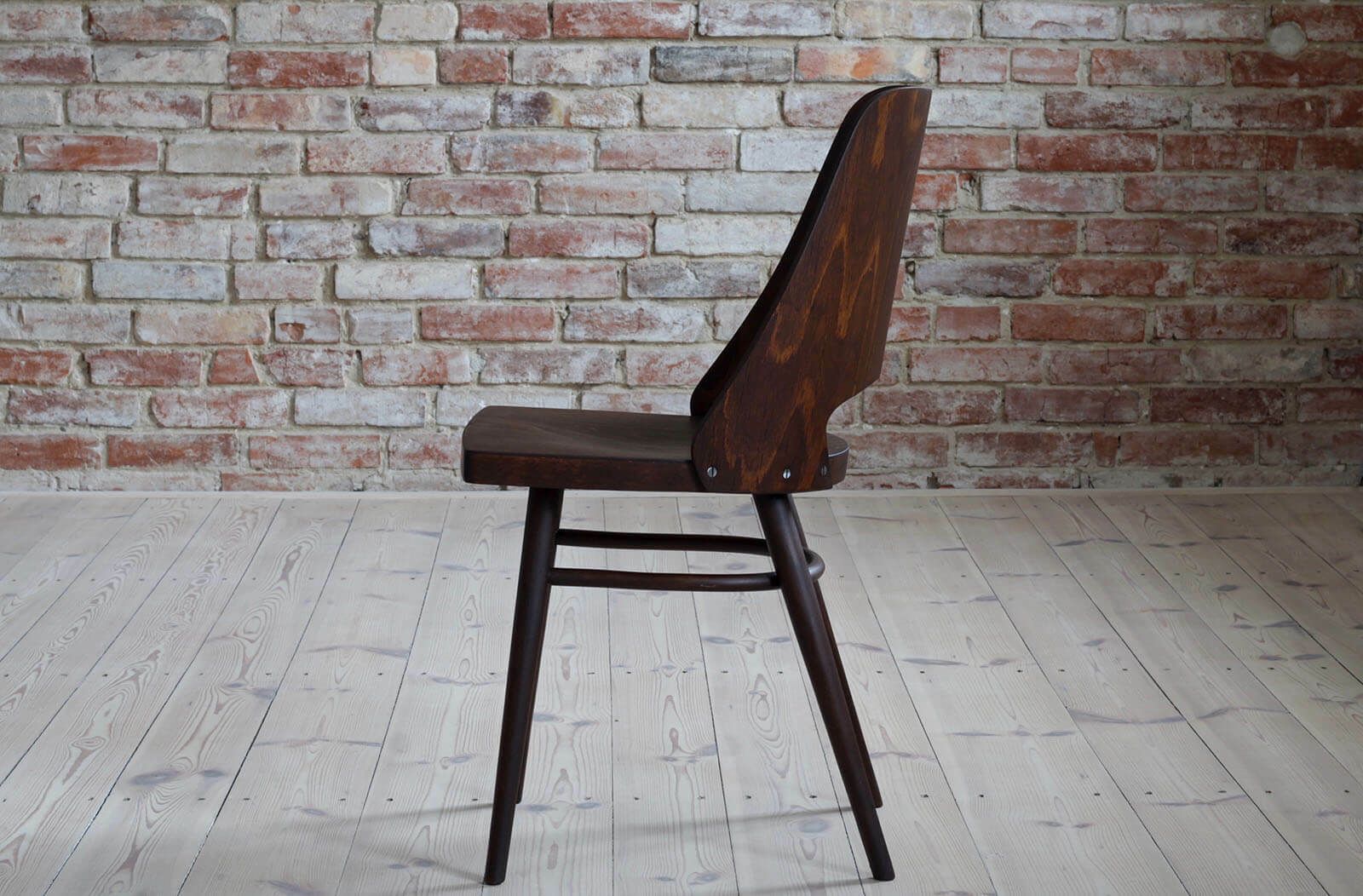 photo for sale Set Of 8 Dining Chairs By Radomir Hofman For Ton, Model 514, Beech Veneer