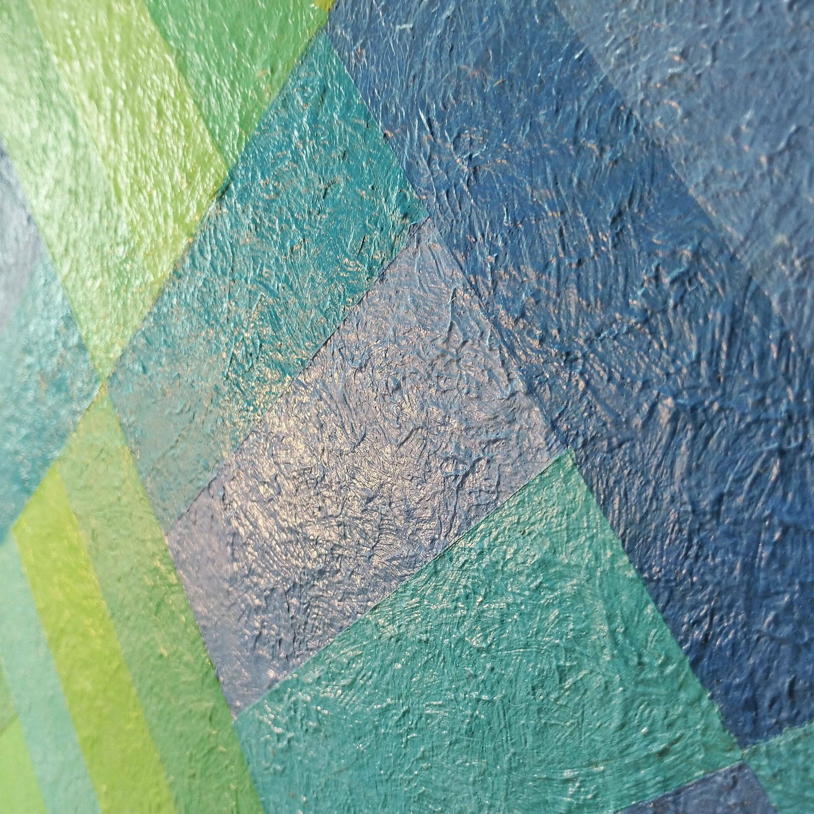 Original Artwork – Blue And Turquoise Geometric Squares – Margaret Sowerby photo for sale