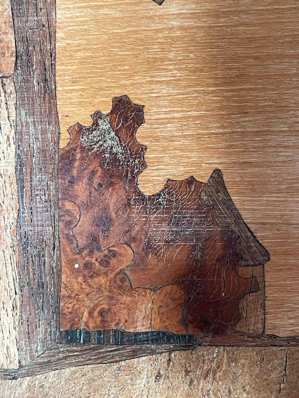 Vintage Insertia Marquetry Wooden Artworks From The Mid Century With Motive Of Lively Towns And Church photo buy