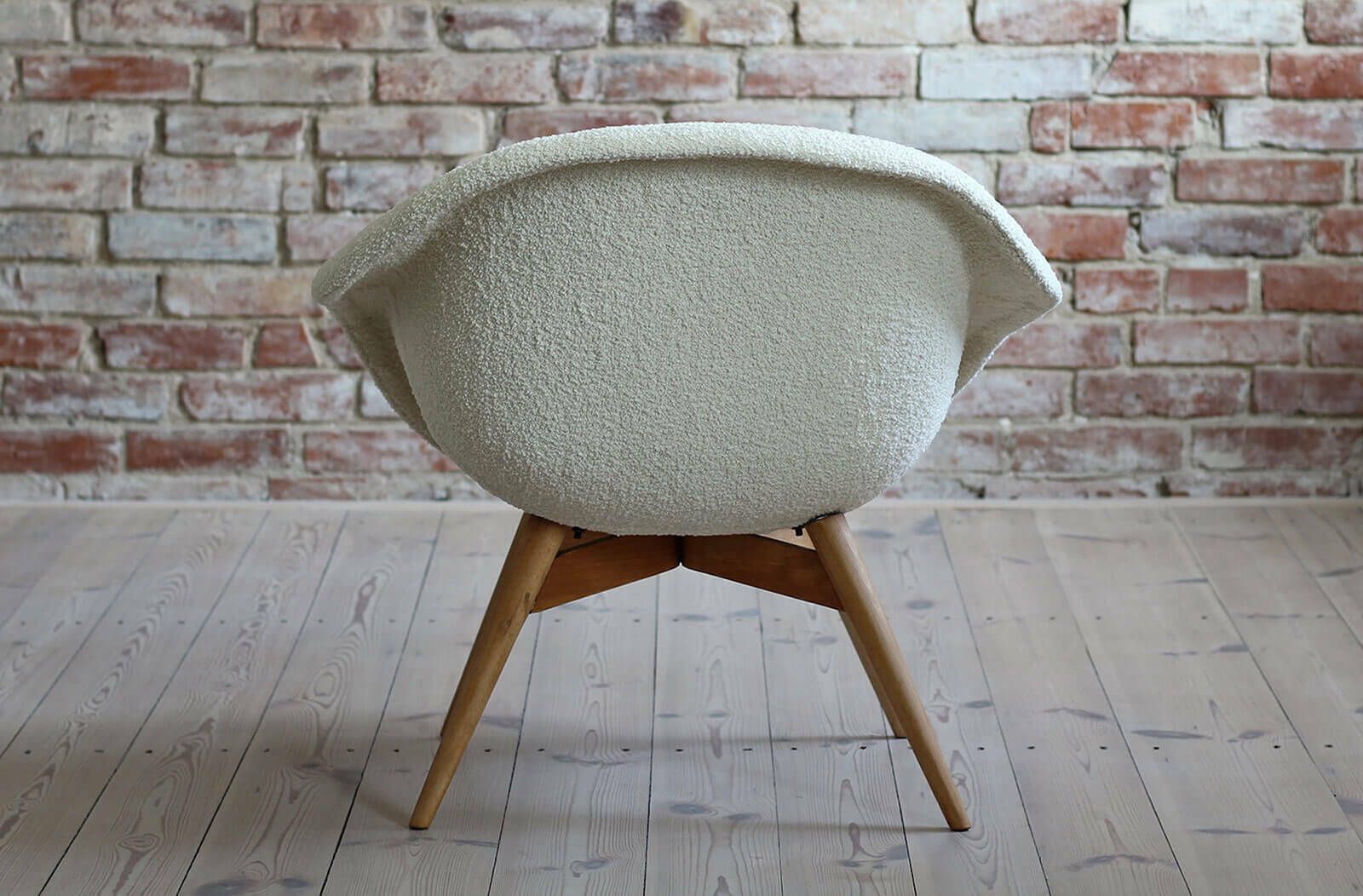 Mid Century Modern Lounge Chair By M. Navrátil, 1950s, French Boucle Fab photo vinterior