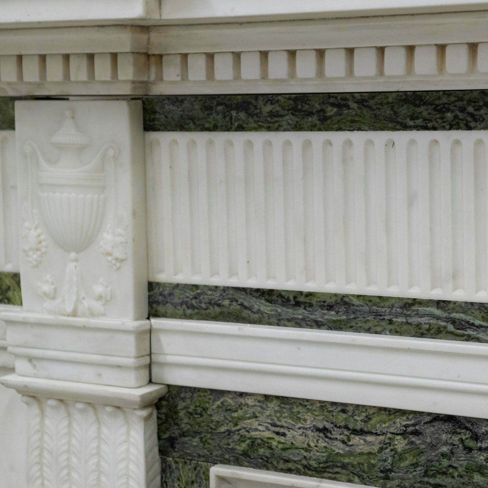 Home Fixtures Antique Georgian Chimneypiece With Statuary & Connemara "Irish Green" Marble photo