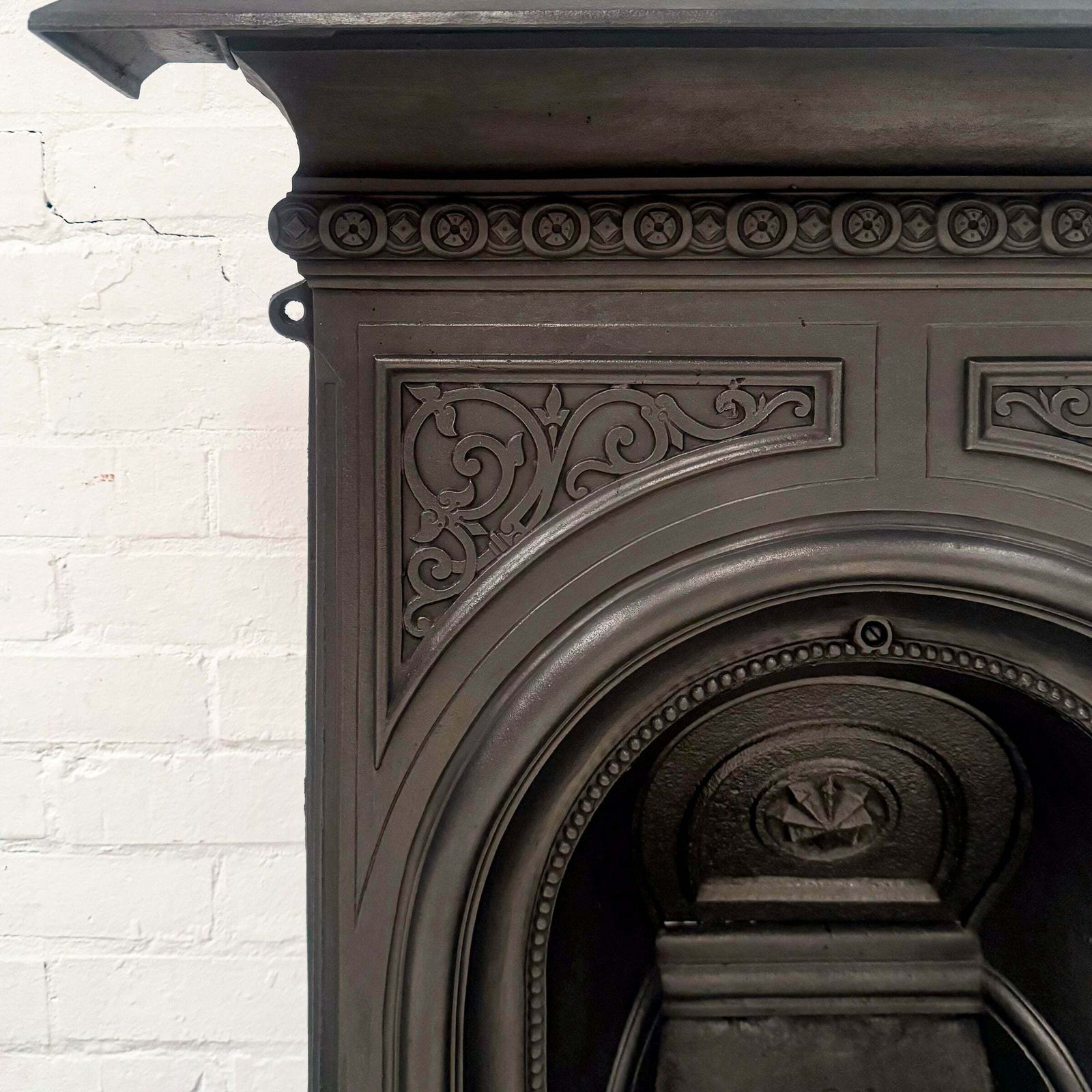 Reclaimed Victorian Cast Iron Arched Combination Fireplace photo furniture