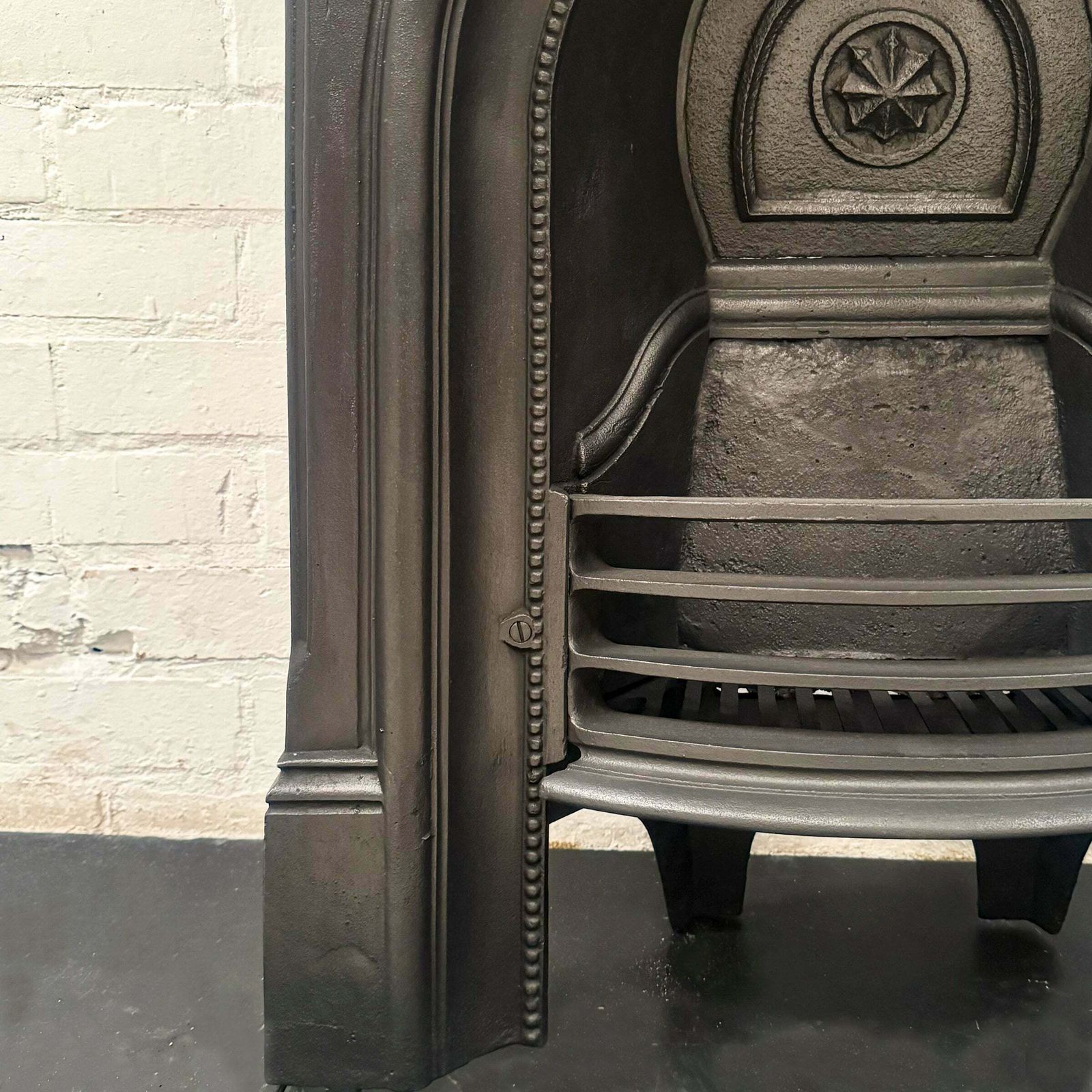 Reclaimed Victorian Cast Iron Arched Combination Fireplace photo for sale