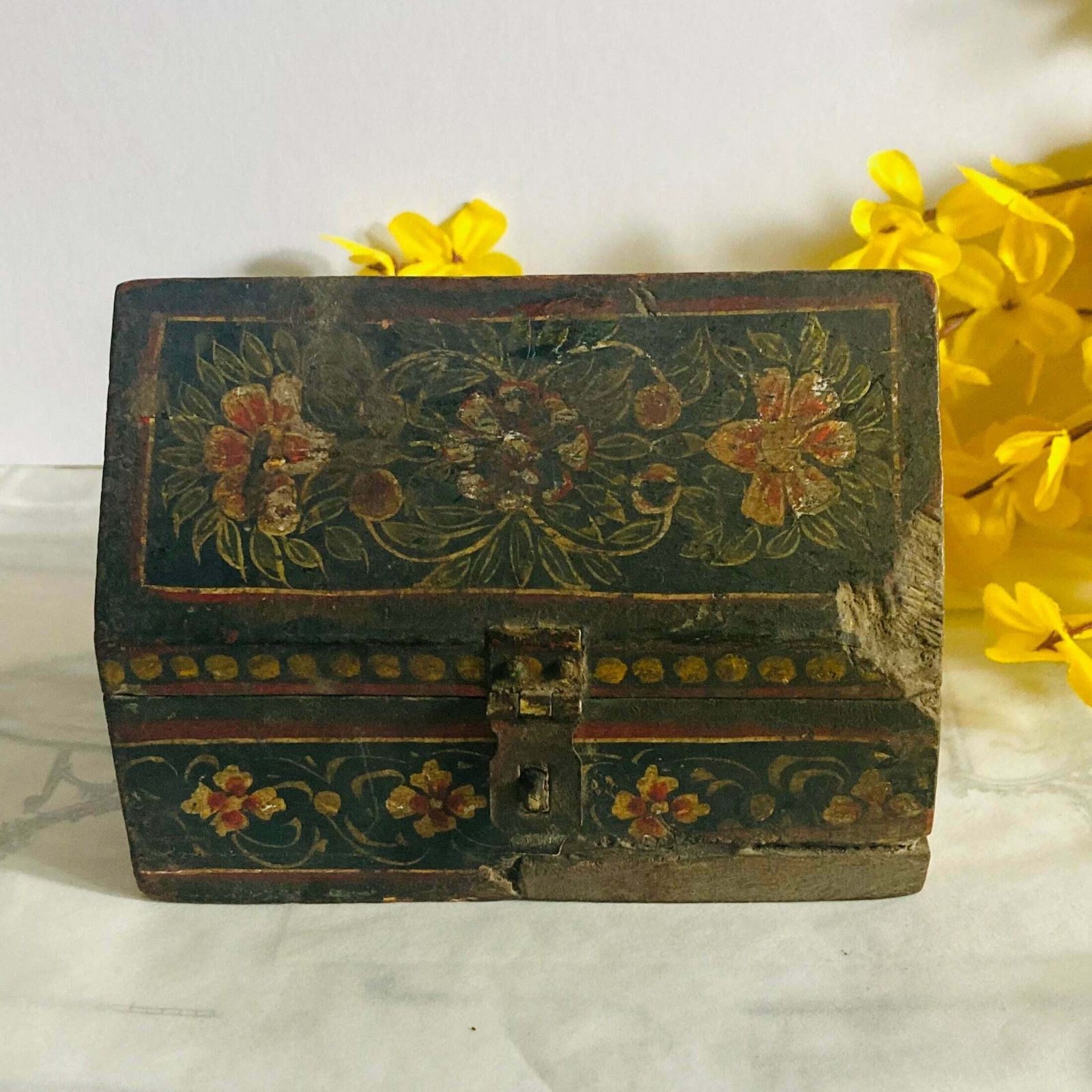 Antique Folk Art Miniature Chest photo for sale