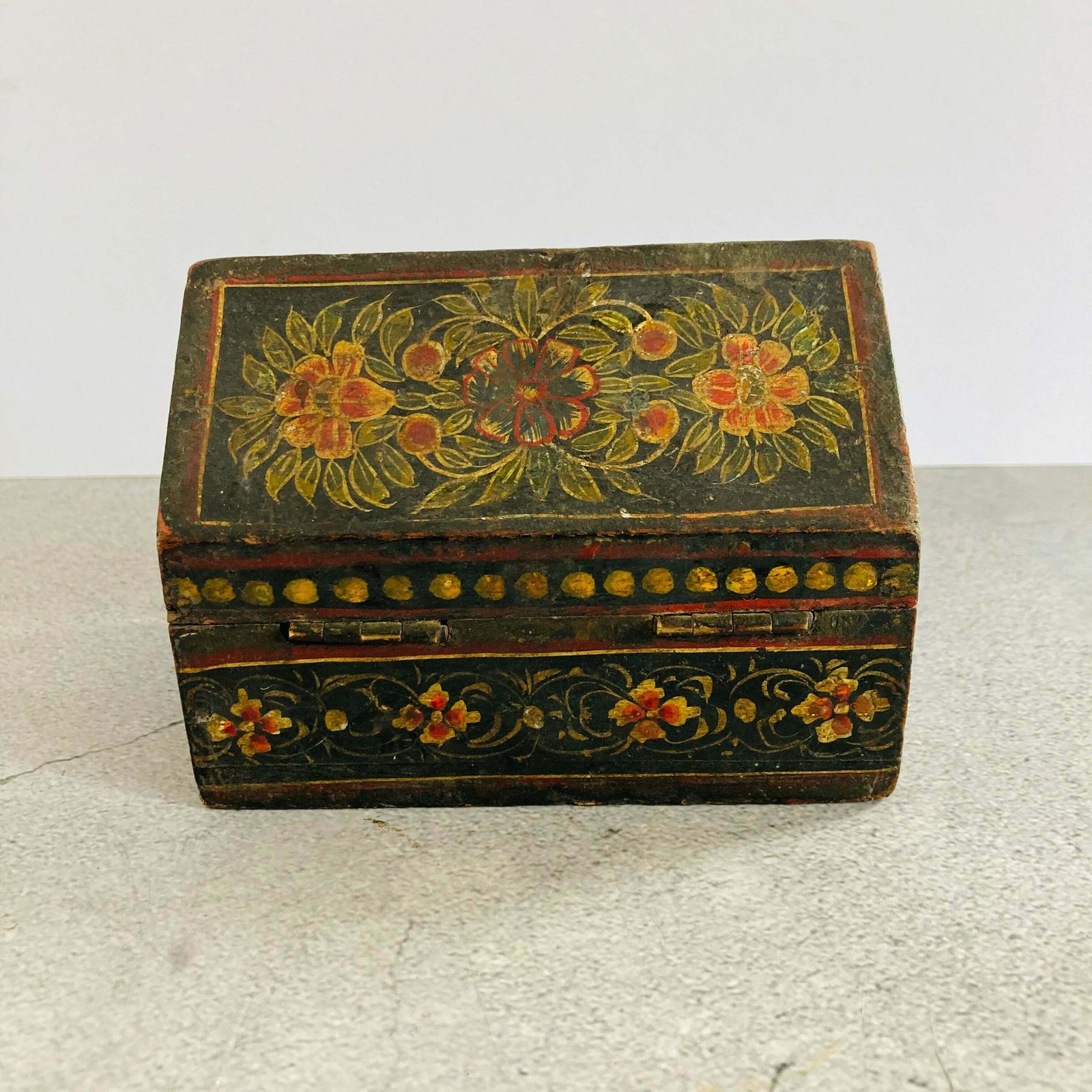 Home Decor Antique Folk Art Miniature Chest photo