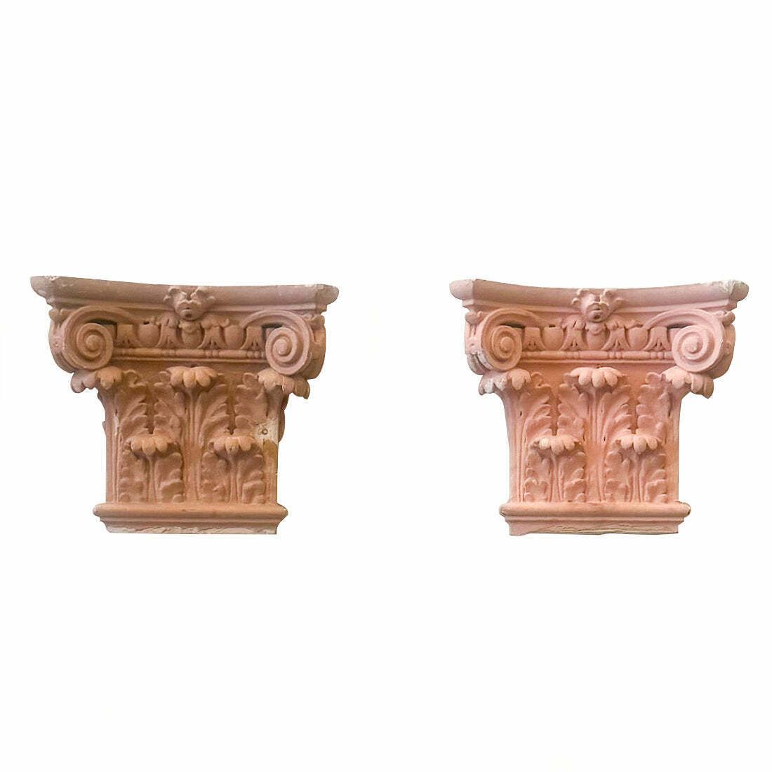 Set Of 4 Plaster Corinthian Capitals