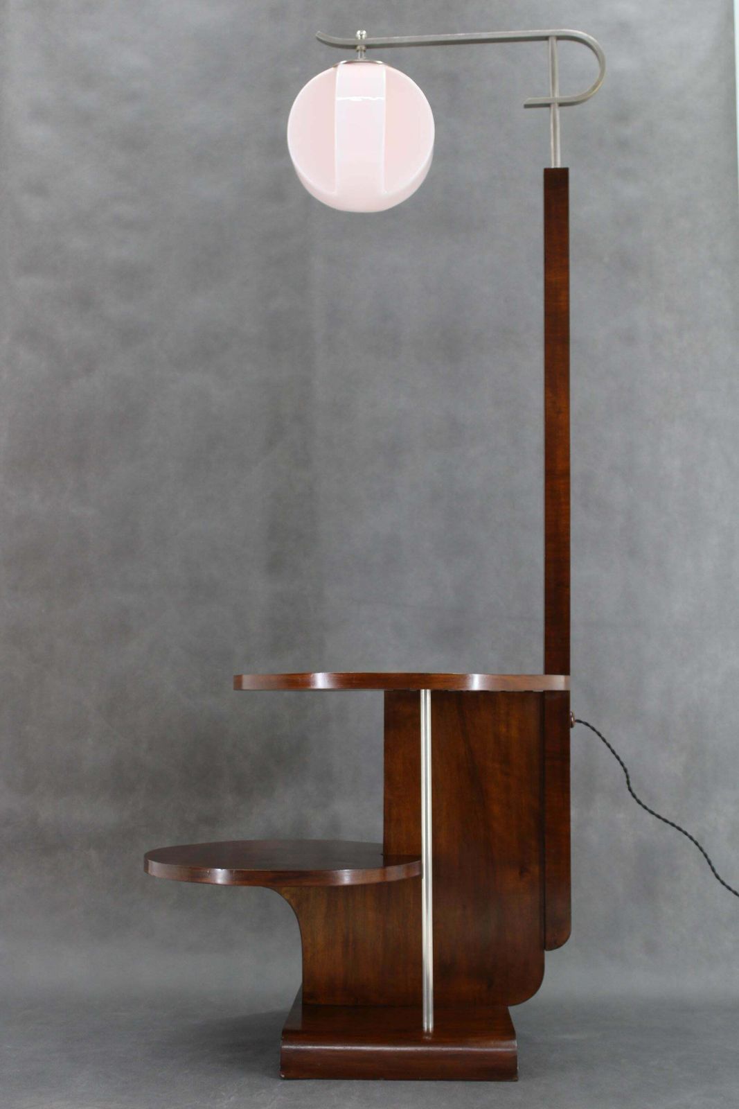 1930s Jindrich Halabala Floor Lamp In Walnut Finish , Restored photo for sale