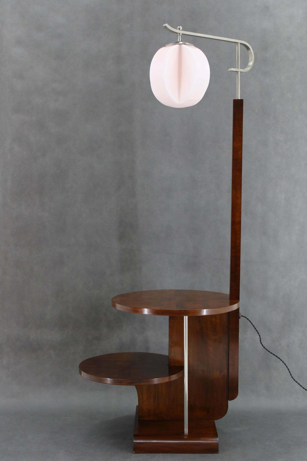 1930s Jindrich Halabala Floor Lamp In Walnut Finish , Restored photo vinterior