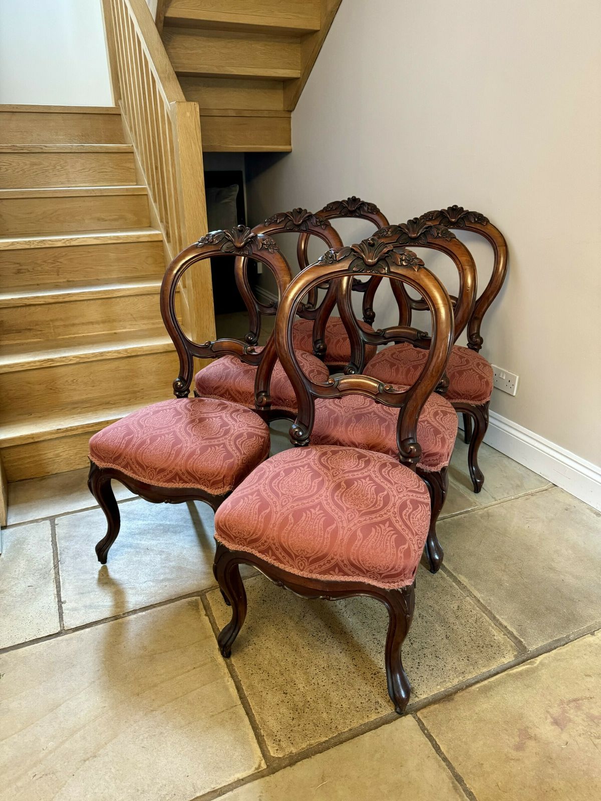 Set Of Six Antique Quality Carved Mahogany Dining Chairs photo for sale