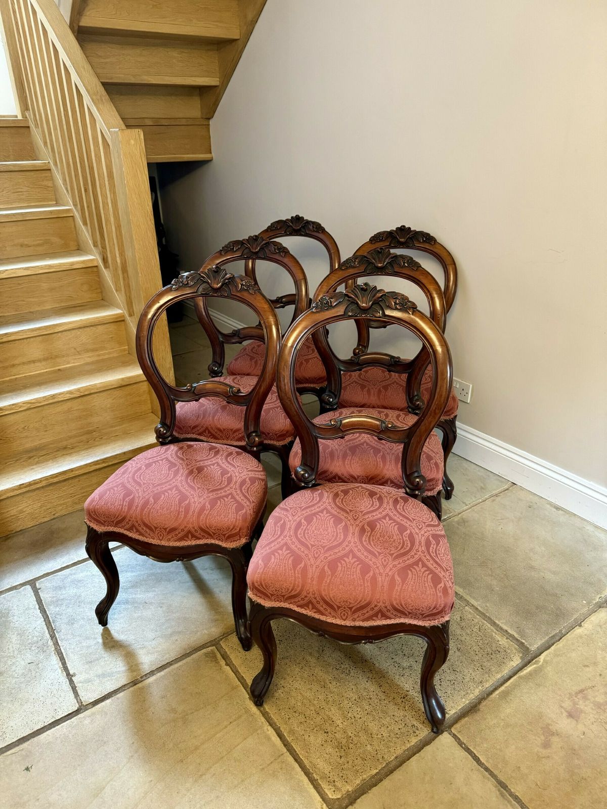 Set Of Six Antique Quality Carved Mahogany Dining Chairs photo Furniture