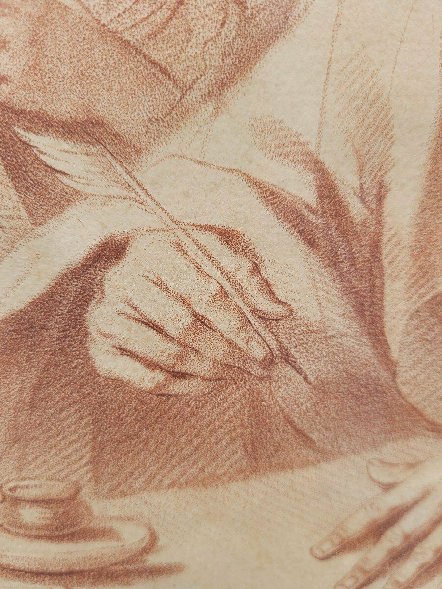 Art Saint Matthew And The Angel, Engraving After Le Guercin, 18th Century photo