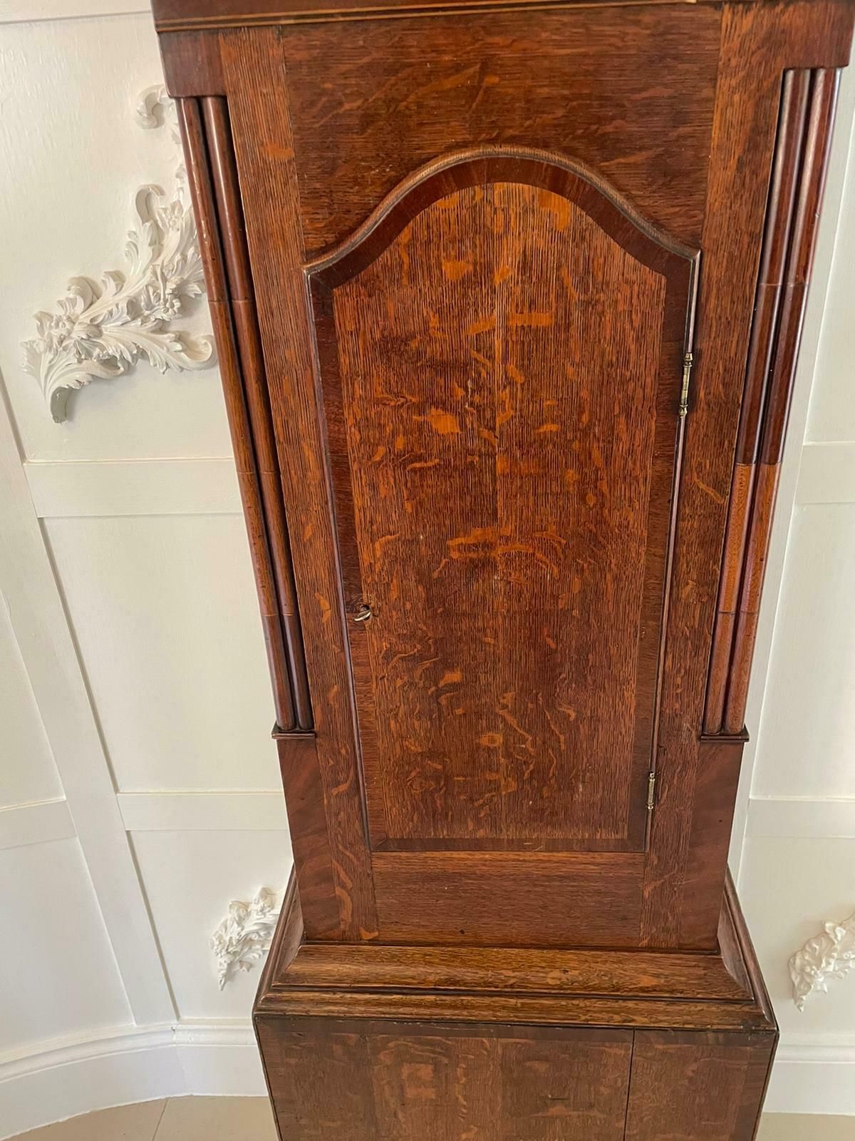 Antique 19th Century Oak And Mahogany Grandfather Clock By W Prior, Skipton photo for sale