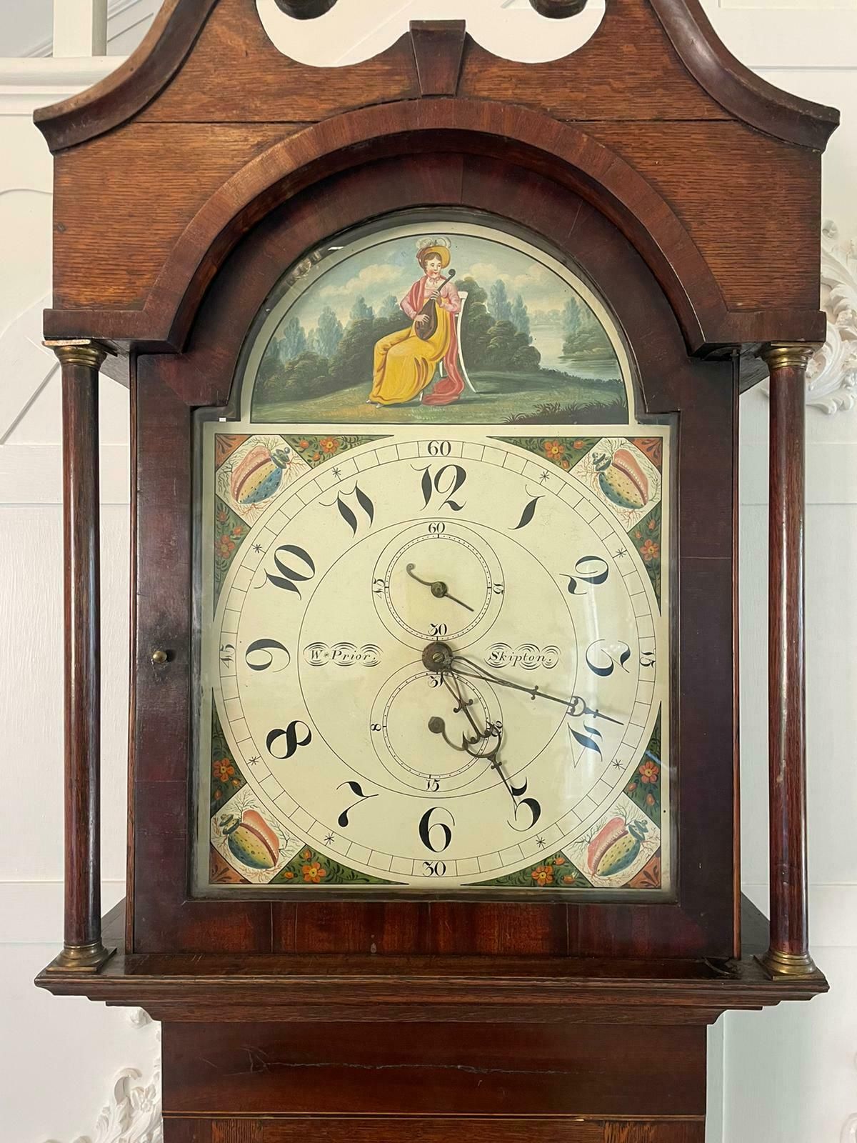Antique 19th Century Oak And Mahogany Grandfather Clock By W Prior, Skipton photo buy