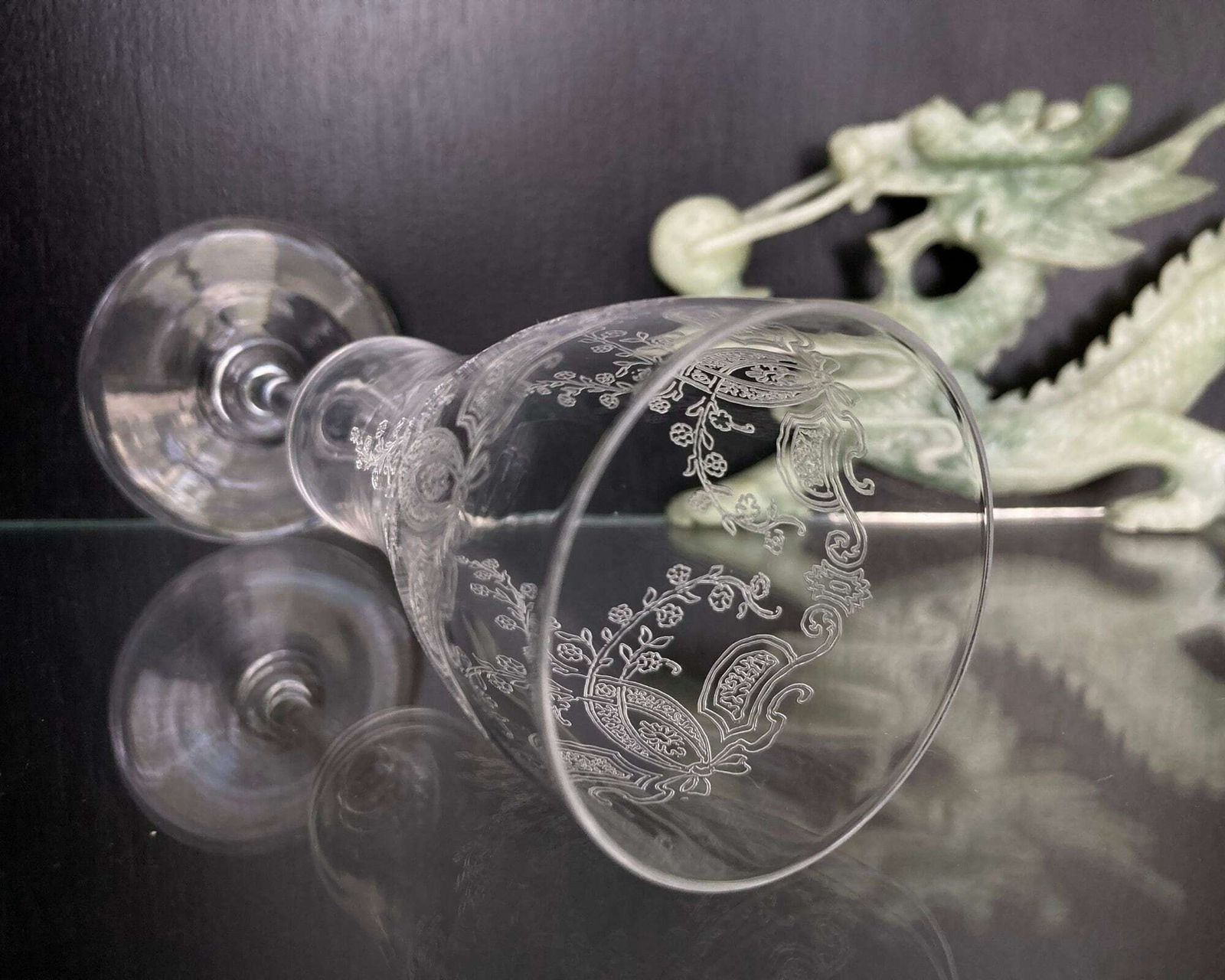 Crystal Champagne Glasses | 3 Flutes |  Engraved | Art Nouveau photo furniture