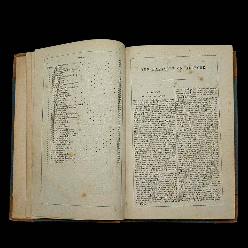 Antique Book, Massacre Of Glencoe, G. Reynolds, English Novel, Victorian, C.1860 photo Home Decor
