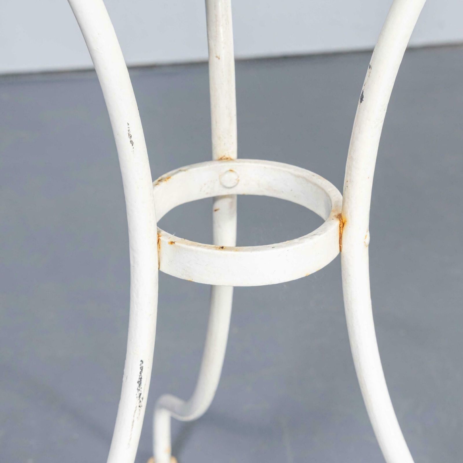 1950's French Metal Square Outdoor Small Gueridon Table photo Furniture