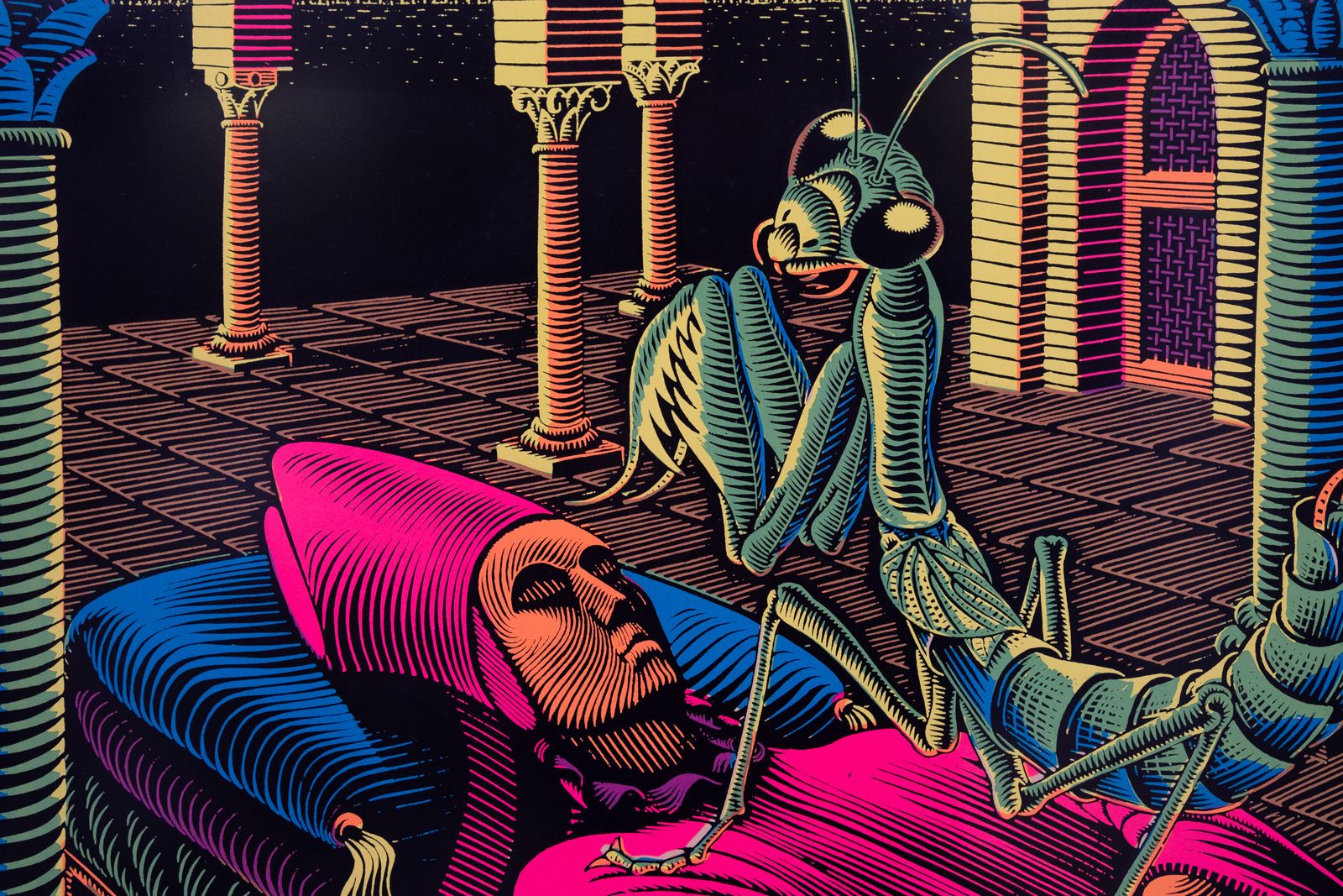 M.C. Escher Black Light Poster ''Dream'' Ca. Jaren 1960 photo furniture